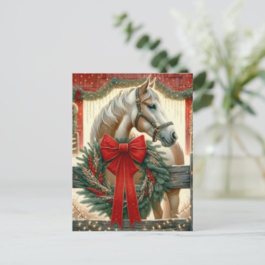 水彩馬とフェスティバルファームクリスマス シーズンポストカード (スタンド正面)