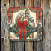 水彩馬とフェスティバルファームクリスマス スクエアシール