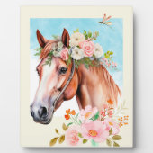 水彩馬と花テーブルトッププラーク フォトプラーク (正面)