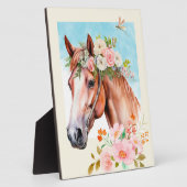 水彩馬と花テーブルトッププラーク フォトプラーク (側面)