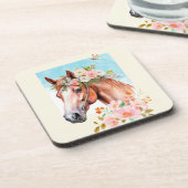 水彩馬と花6 コースター (左側)