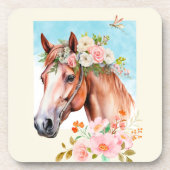 水彩馬と花6 コースター (正面)