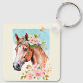 水彩馬と花 キーホルダー (裏面)