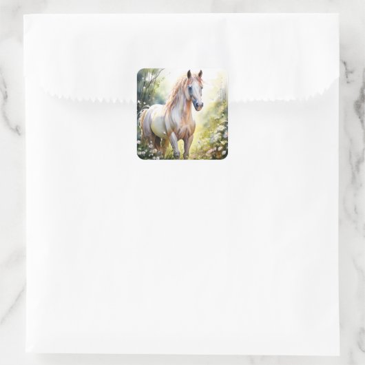 水彩馬のステッカー スクエアシール (バッグ)