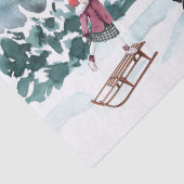 水彩馬の冬の雪と女の子 薄葉紙 (詳細)