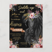 水彩馬の誕生日カウガール ポストカード (正面)