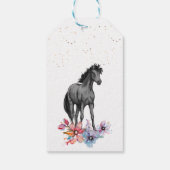 水彩馬の誕生日女性のカーボーイ ギフトタグ (裏面)