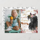 水彩馬の誕生日女性のカーボーイ 招待状 (正面/裏面)