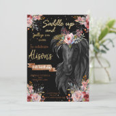 水彩馬の誕生日女性のカーボーイ 招待状 (スタンド正面)