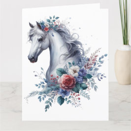 水彩馬カード サンキューカード