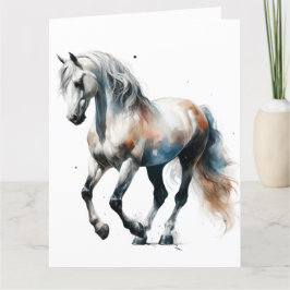 水彩馬カード サンキューカード