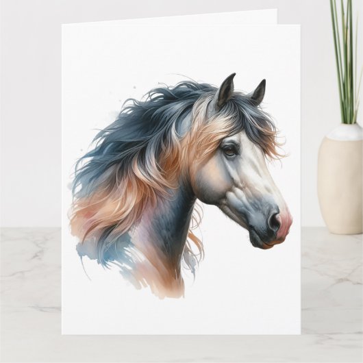 水彩馬カード サンキューカード (正面)