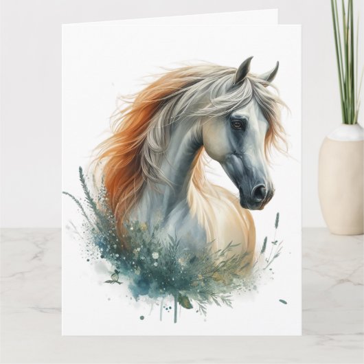 水彩馬カード サンキューカード (正面)