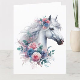 水彩馬カード サンキューカード