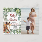 水彩馬フローラカスタム写真ベビーシャワー インビテーションポストカード (正面)
