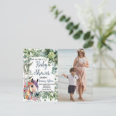 水彩馬フローラカスタム写真ベビーシャワー ポストカード (スタンド正面)