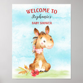 水彩馬ベビーシャワーファーム ポスター