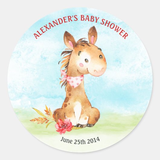 水彩馬ベビーシャワーファーム ラウンドシール (正面)