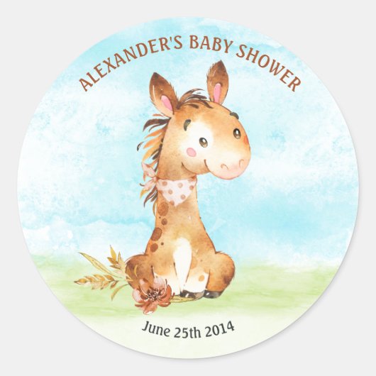水彩馬ベビーシャワーファーム ラウンドシール (正面)