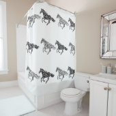 水彩馬ランニング馬動物の模様 シャワーカーテン (インサイチュ)