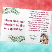 水彩馬及び植物性ベビーシャワー招待状 箔グリーティングカード