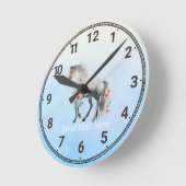 水彩馬壁時計 ラウンド壁時計 (傾斜)