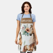 水彩馬秋花bohoパステル名 エプロン (着用した状態)
