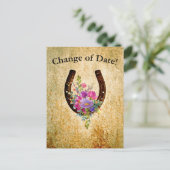 水彩馬蹄型パーソナライズされたの日付の変更 シーズンポストカード (スタンド正面)