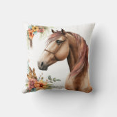 水彩馬頭とフローラ秋花 クッション (裏面)