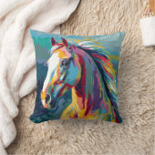 水彩馬頭イラストレーション クッション (ブランケット)