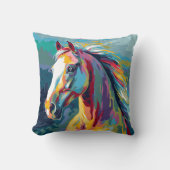 水彩馬頭イラストレーション クッション (正面)