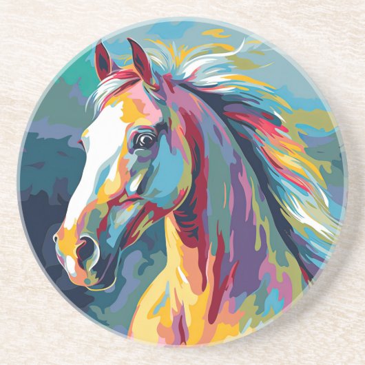 水彩馬頭イラストレーション コースター (正面)