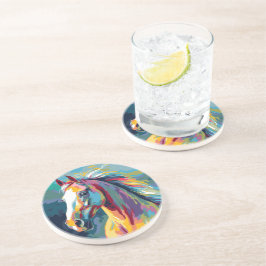 水彩馬頭イラストレーション コースター