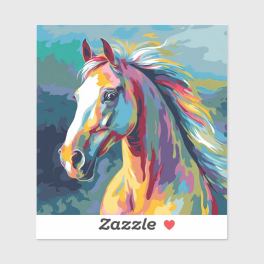 水彩馬頭イラストレーション シール (シート)