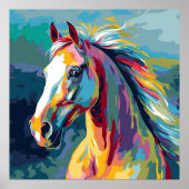 水彩馬頭イラストレーション ポスター (正面)