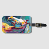 水彩馬頭イラストレーション ラゲッジタグ (正面横)