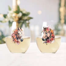 水彩馬頭付きフローラリース