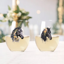 水彩馬頭付きフローラリース