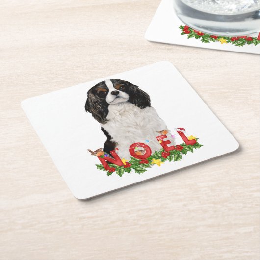 水彩騎士キングシャルルノールクリスマス スクエアペーパーコースター (アングル)