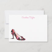 水彩高ヒールのデザイナーシューズパーソナライズされた サンキューカード (正面)