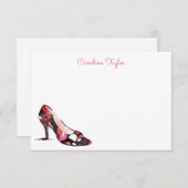 水彩高ヒールのデザイナーシューズパーソナライズされた サンキューカード (正面/裏面)