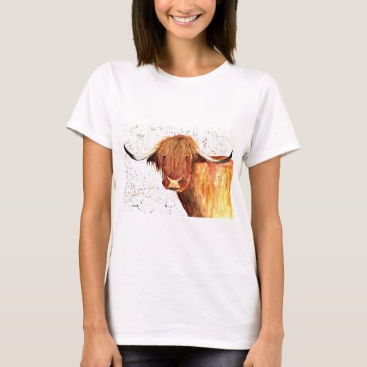 水彩高原牛 Tシャツ (正面)