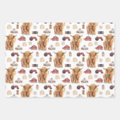 水彩高地の牛と子牛 ラッピングペーパーシート (正面)