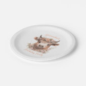 水彩高地カウシャワー/誕生日プレート ペーパープレート (アングル)