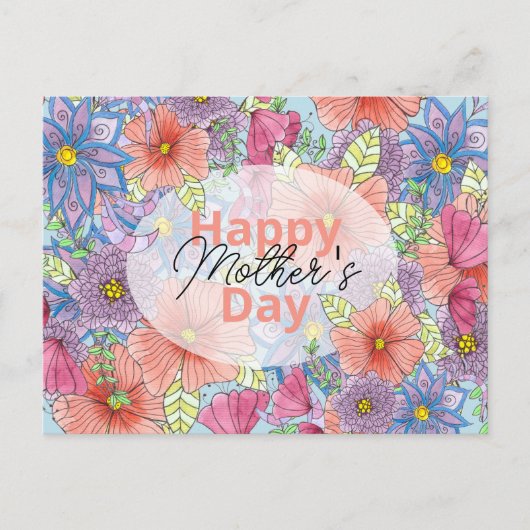 水彩魅力的フローラ植物母の日 ポストカード (正面)