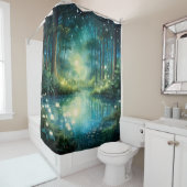 水彩魅惑された森林湖 シャワーカーテン (インサイチュ)