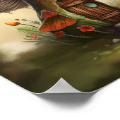 水彩魅惑キノコのアートコテージ ポスター (角)