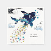 水彩魅惑ディープシーシャーク誕生日 スタンダードカクテルナプキン (正面)