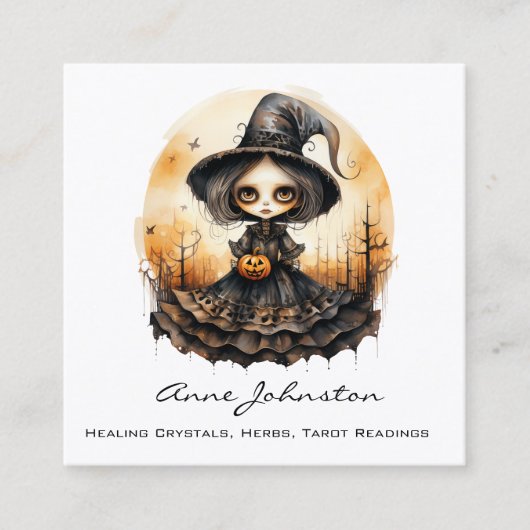 水彩魔女のハロウィーン スクエア名刺 (正面)