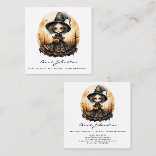 水彩魔女のハロウィーン スクエア名刺 (正面/裏面)